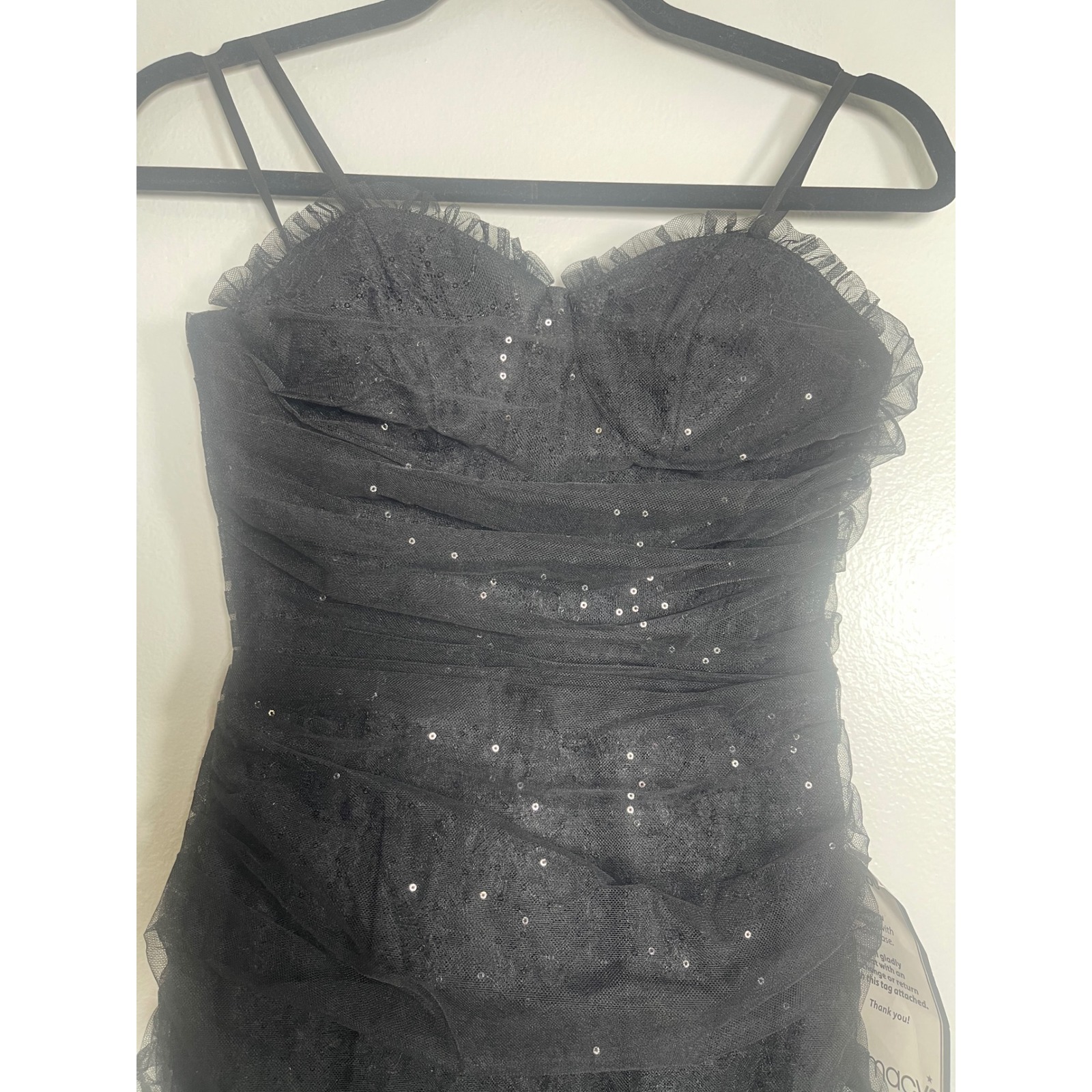 Betsy & Adam Black Sequin Tulle Mermaid Gown Size 2 New Formal Dress Party — image 6 of 8